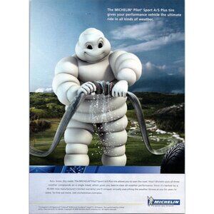 2008 Michelin Pilot Sport Plus Tire Vintage Print Ad Man Hillside Wall Art